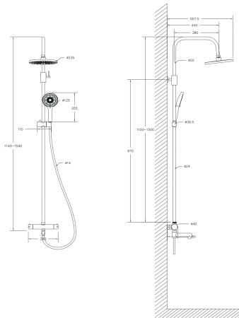 Душевая система с термостатом для ванны/душа Agger Easy A3161100 хром